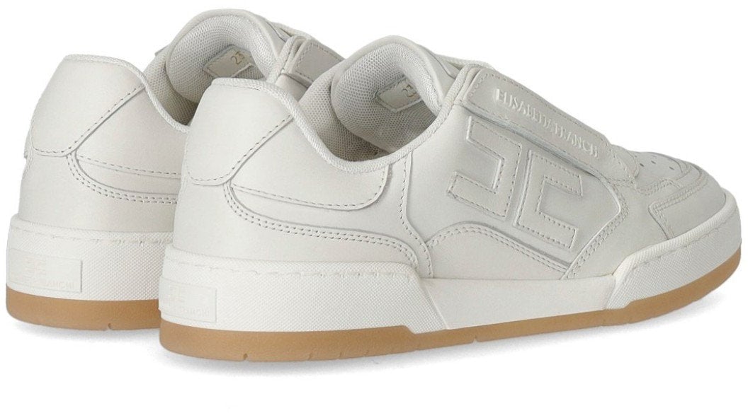Elisabetta Franchi ELISABETTA FRANCHI IVORY LEATHER SNEAKER Wit
