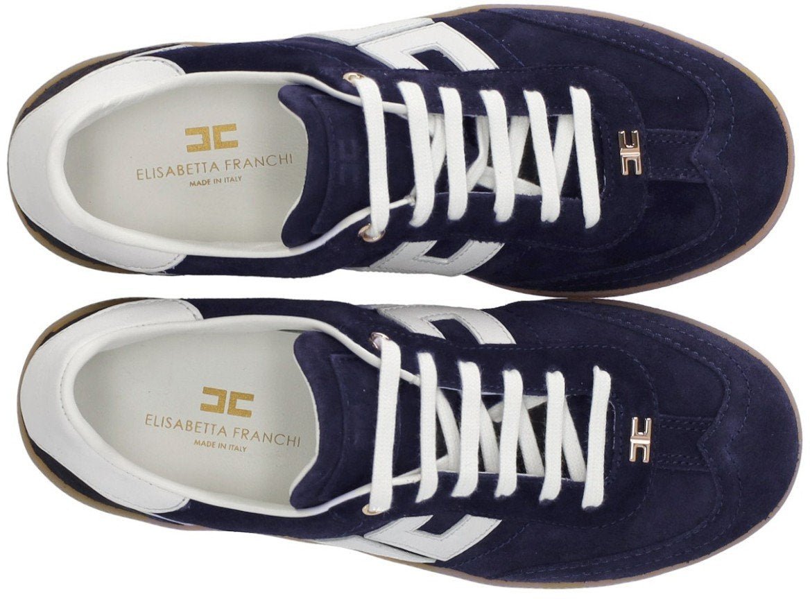 Elisabetta Franchi ELISABETTA FRANCHI OLTREMARE AVORIO SNEAKER WITH LOGO Blauw