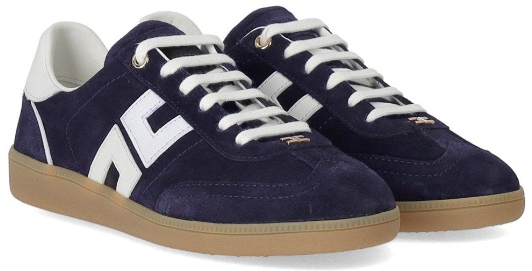 Elisabetta Franchi ELISABETTA FRANCHI OLTREMARE AVORIO SNEAKER WITH LOGO Blauw
