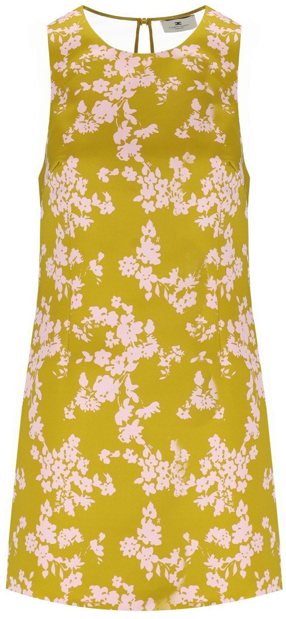 Elisabetta Franchi ELISABETTA FRANCHI CURRY QUARZO SLEEVELESS DRESS Geel