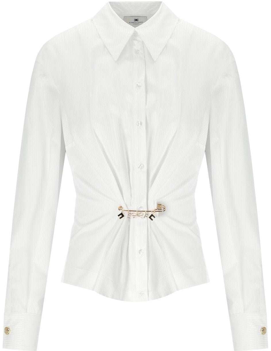Elisabetta Franchi ELISABETTA FRANCHI SHIRT WITH BROOCH Wit