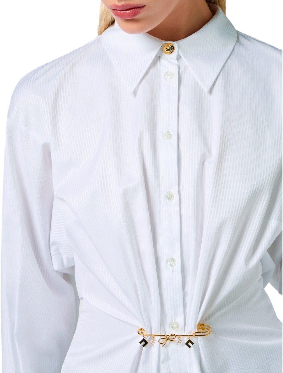 Elisabetta Franchi ELISABETTA FRANCHI SHIRT WITH BROOCH Wit