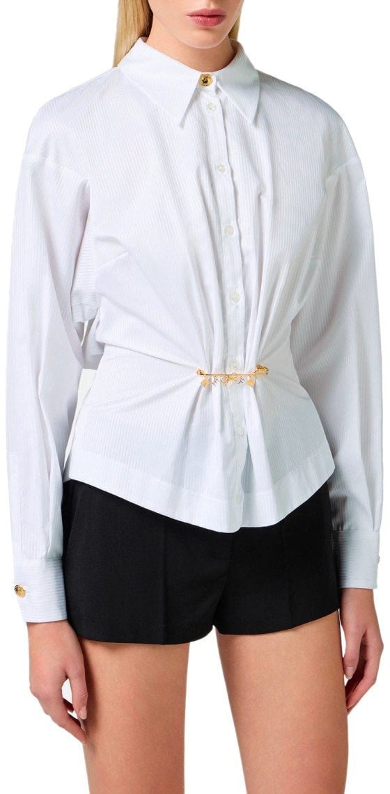 Elisabetta Franchi ELISABETTA FRANCHI SHIRT WITH BROOCH Wit