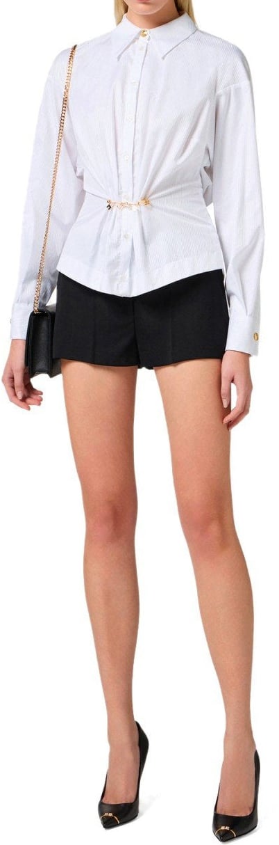 Elisabetta Franchi ELISABETTA FRANCHI SHIRT WITH BROOCH Wit