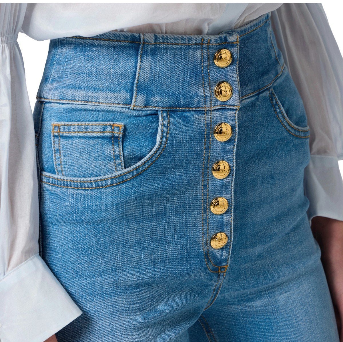 Elisabetta Franchi ELISABETTA FRANCHI HIGH WAISTED JEANS WITH BUTTONS Blauw