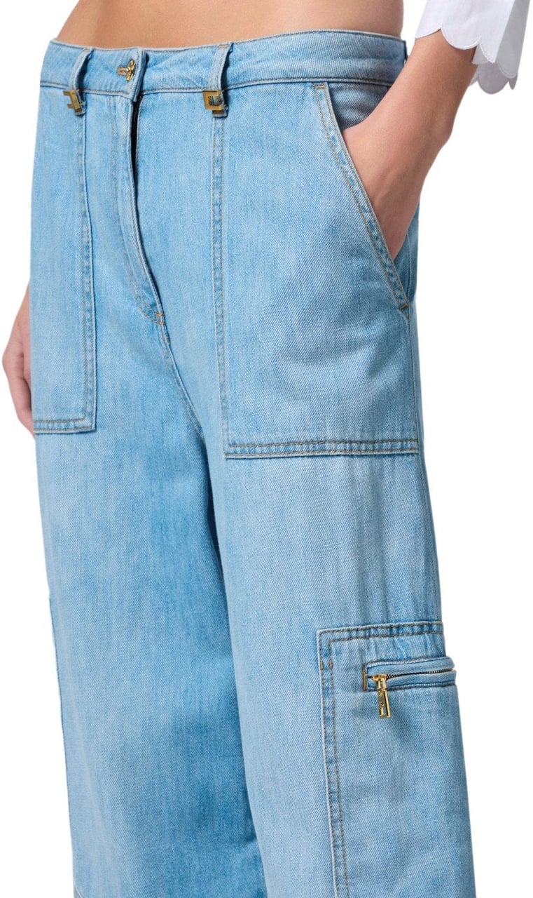 Elisabetta Franchi ELISABETTA FRANCHI LIGHT BLUE CARGO JEANS Lichtblauw
