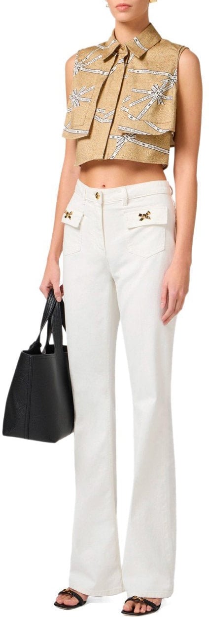 Elisabetta Franchi ELISABETTA FRANCHI IVORY COTTON JEANS Wit