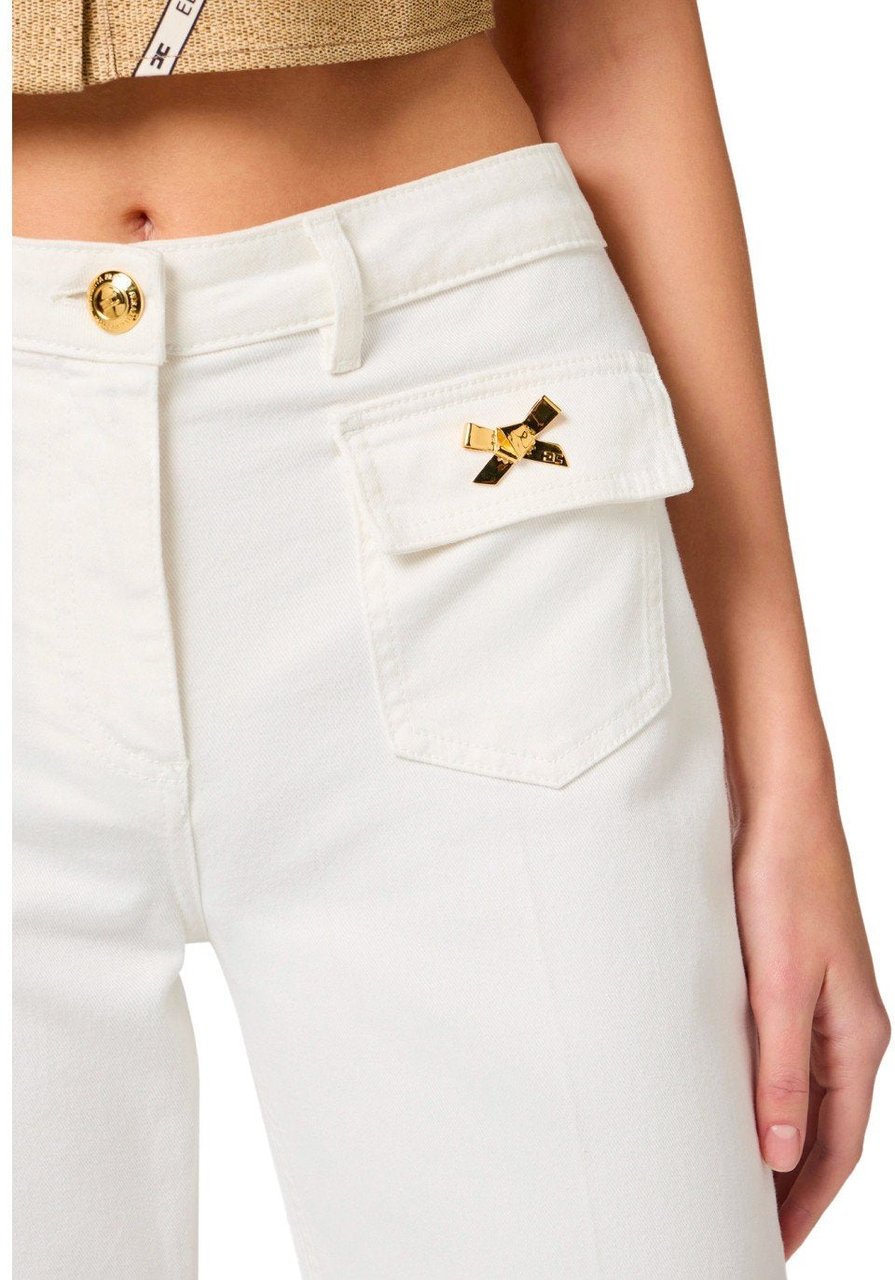 Elisabetta Franchi ELISABETTA FRANCHI IVORY COTTON JEANS Wit