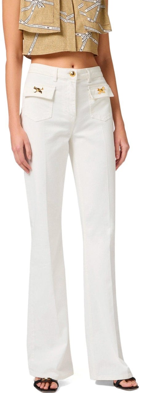 Elisabetta Franchi ELISABETTA FRANCHI IVORY COTTON JEANS Wit