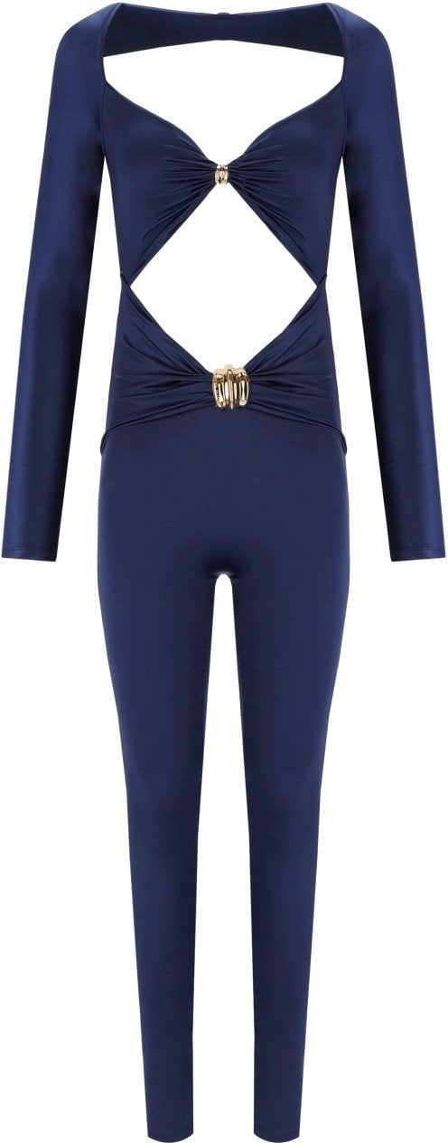Elisabetta Franchi ELISABETTA FRANCHI OLTREMARE JUMPSUIT WITH MAXI BOW Blauw
