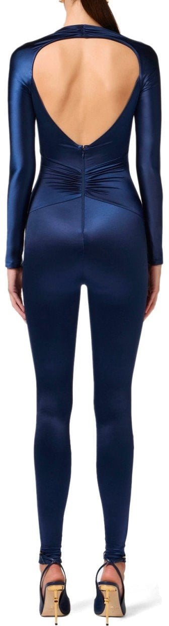 Elisabetta Franchi ELISABETTA FRANCHI OLTREMARE JUMPSUIT WITH MAXI BOW Blauw