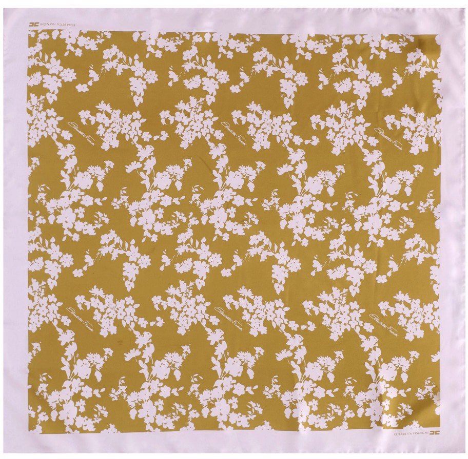 Elisabetta Franchi ELISABETTA FRANCHI CURRY QUARZO FLORAL FOULARD SCARF Geel