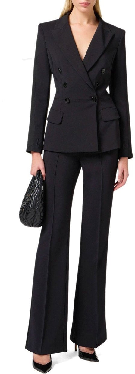 Elisabetta Franchi ELISABETTA FRANCHI CREPE DOUBLE-BREASTED JACKET Zwart
