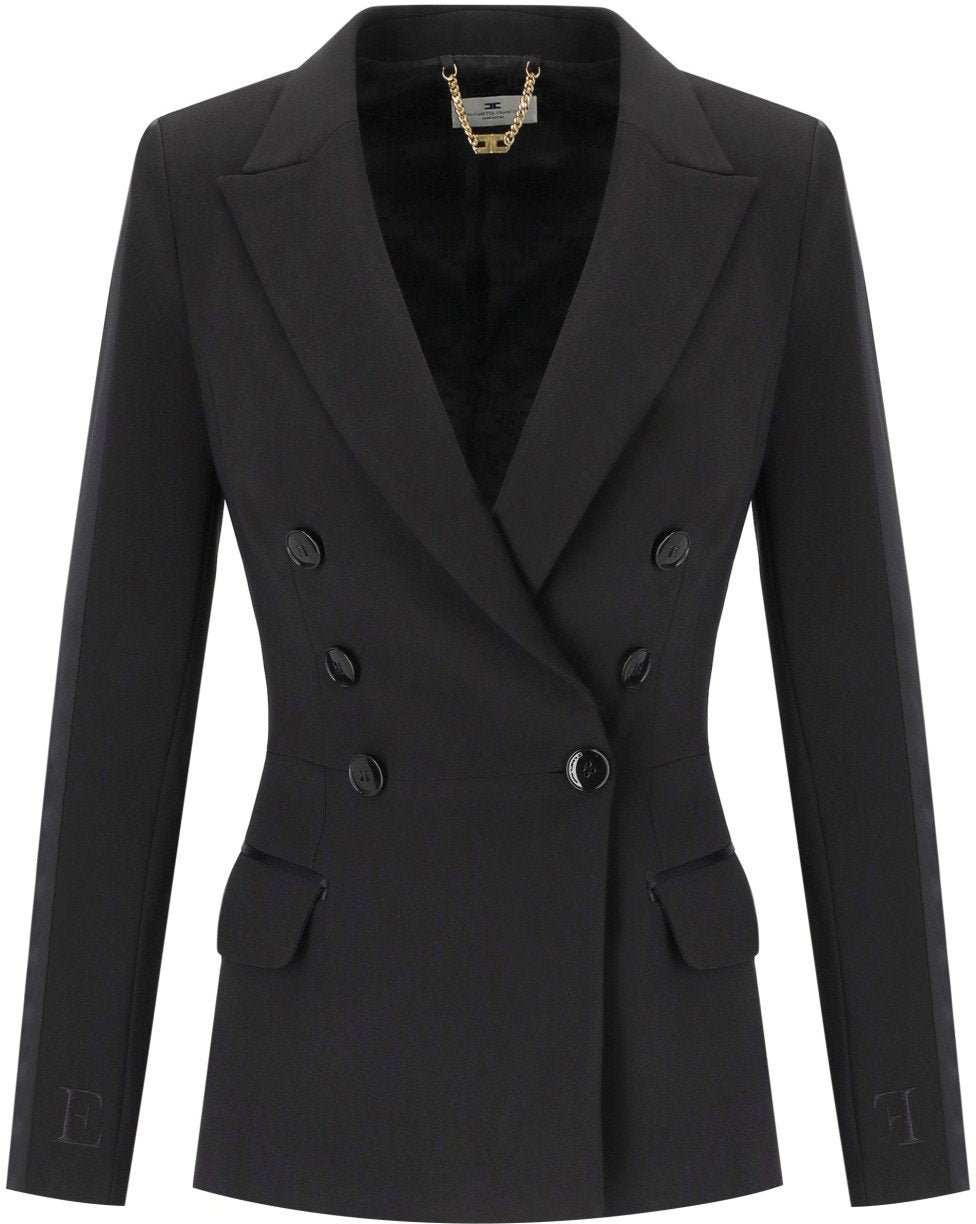 Elisabetta Franchi ELISABETTA FRANCHI CREPE DOUBLE-BREASTED JACKET Zwart