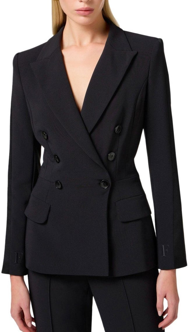 Elisabetta Franchi ELISABETTA FRANCHI CREPE DOUBLE-BREASTED JACKET Zwart