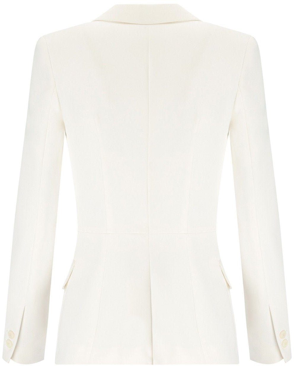 Elisabetta Franchi ELISABETTA FRANCHI IVORY CREPE DOUBLE-BREASTED JACKET Wit