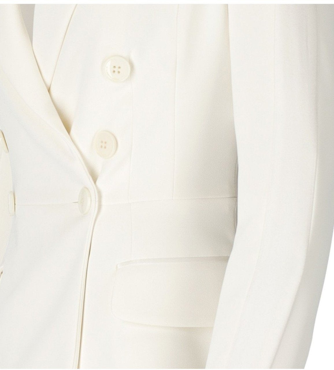 Elisabetta Franchi ELISABETTA FRANCHI IVORY CREPE DOUBLE-BREASTED JACKET Wit