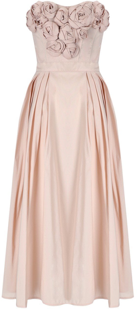 Elisabetta Franchi ELISABETTA FRANCHI BABY MIDI DRESS WITH ROSES Roze