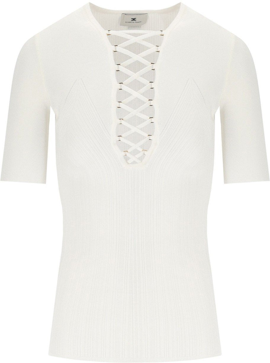 Elisabetta Franchi ELISABETTA FRANCHI IVORY KNITTED TOP Wit