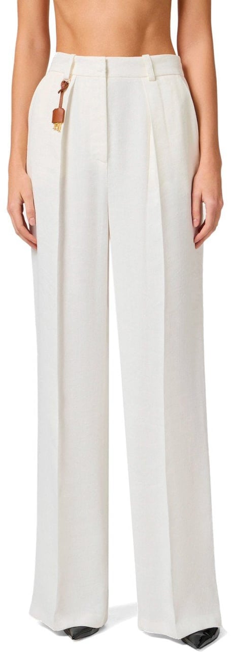 Elisabetta Franchi ELISABETTA FRANCHI IVORY PANTS WITH CHARMS Wit