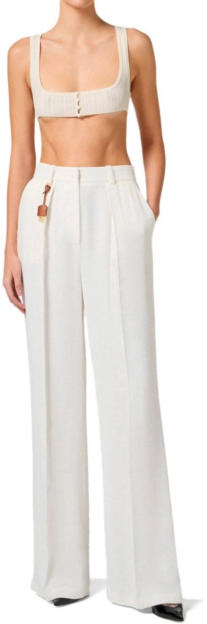 Elisabetta Franchi ELISABETTA FRANCHI IVORY PANTS WITH CHARMS Wit