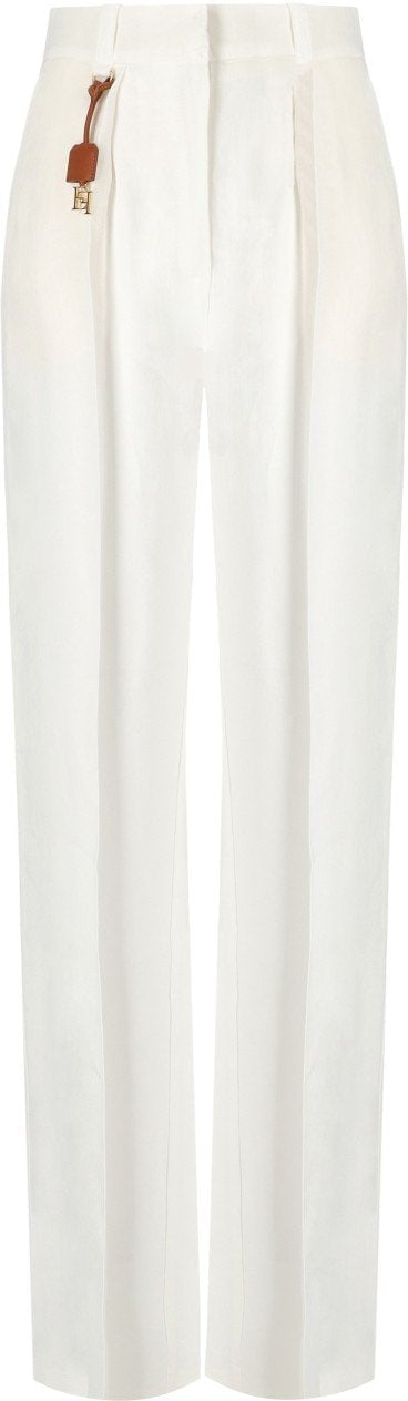 Elisabetta Franchi ELISABETTA FRANCHI IVORY PANTS WITH CHARMS Wit