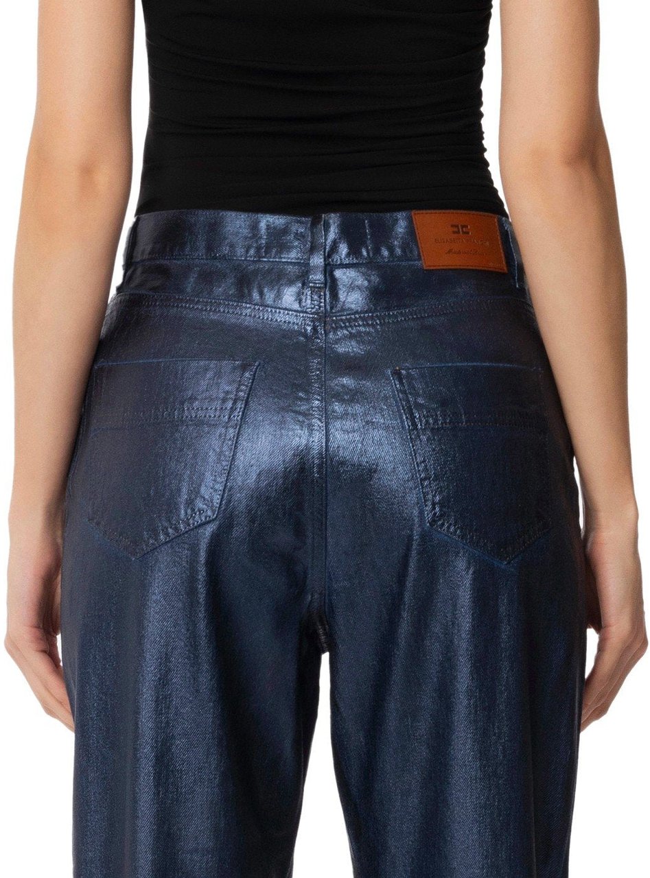 Elisabetta Franchi ELISABETTA FRANCHI OLTREMARE LAMINATED BAGGY JEANS Blauw