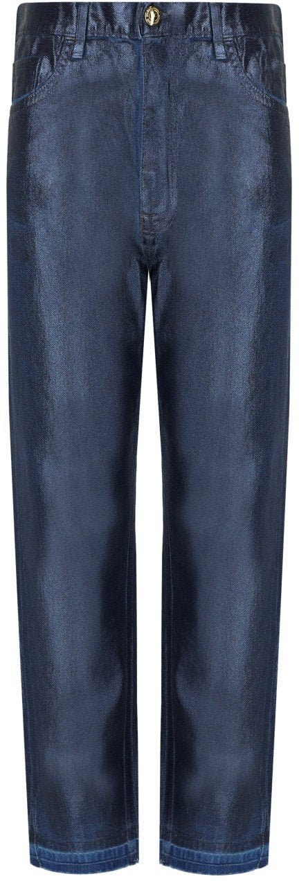Elisabetta Franchi ELISABETTA FRANCHI OLTREMARE LAMINATED BAGGY JEANS Blauw