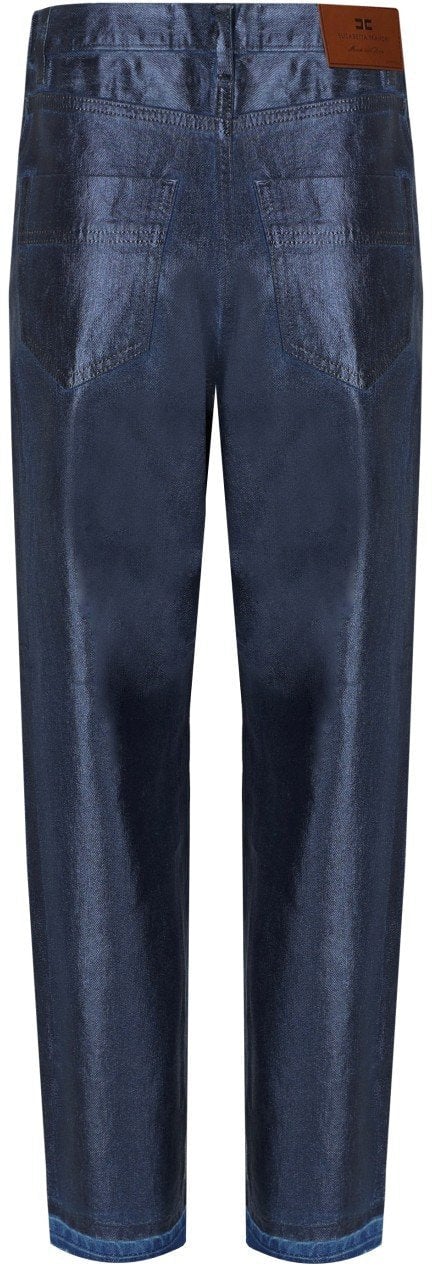 Elisabetta Franchi ELISABETTA FRANCHI OLTREMARE LAMINATED BAGGY JEANS Blauw
