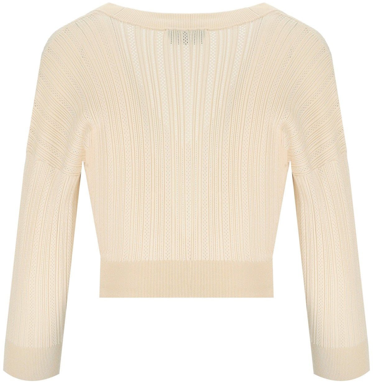 Elisabetta Franchi ELISABETTA FRANCHI BUTTER KNITTED TOP WITH V-NECK Beige