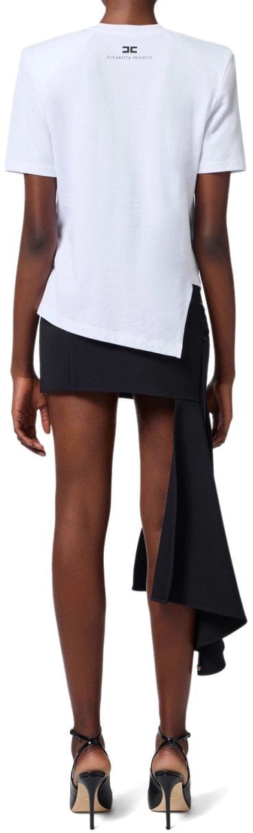 Elisabetta Franchi ELISABETTA FRANCHI GESSO ASYMMETRIC T-SHIRT Wit