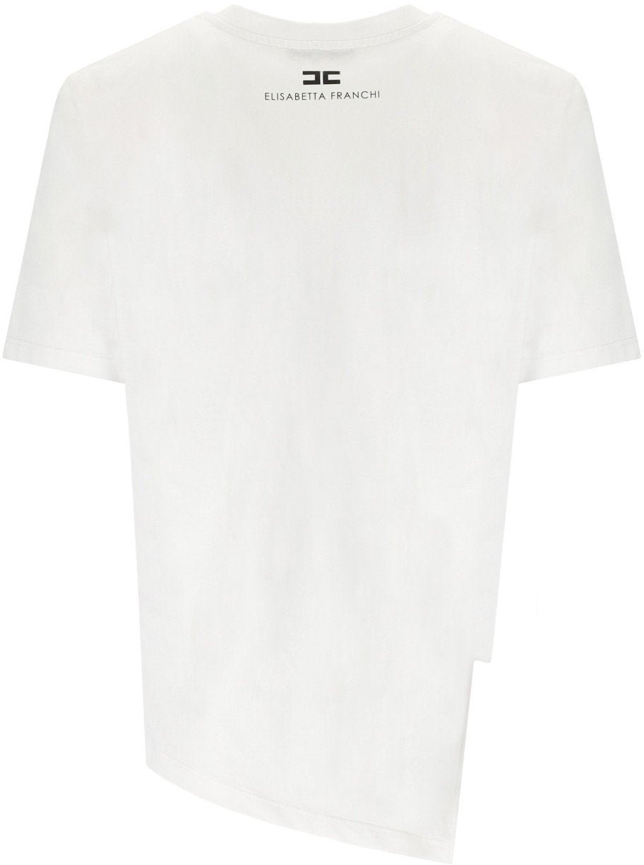 Elisabetta Franchi ELISABETTA FRANCHI GESSO ASYMMETRIC T-SHIRT Wit