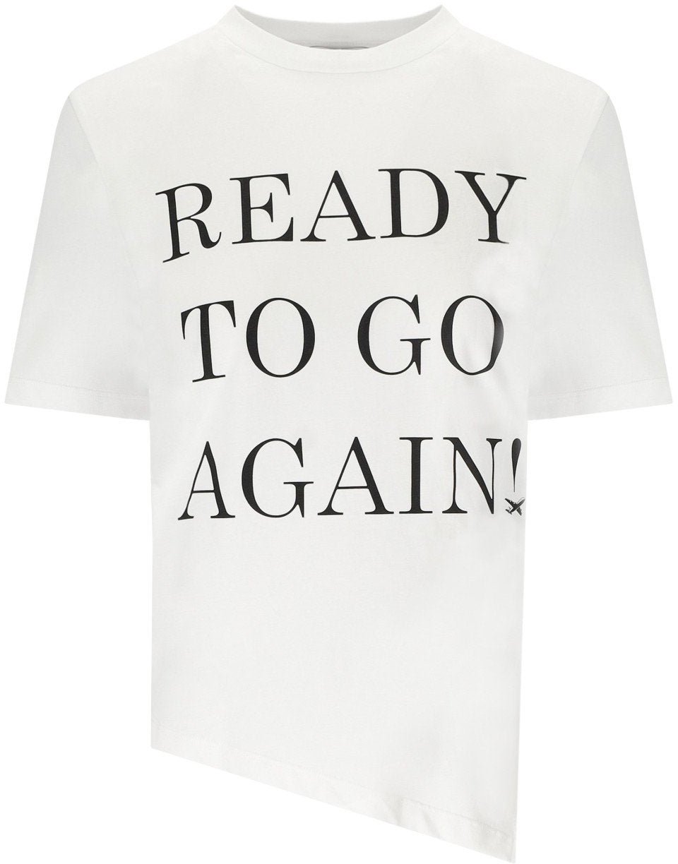 Elisabetta Franchi ELISABETTA FRANCHI GESSO ASYMMETRIC T-SHIRT Wit