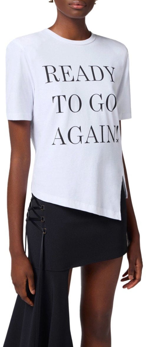 Elisabetta Franchi ELISABETTA FRANCHI GESSO ASYMMETRIC T-SHIRT Wit