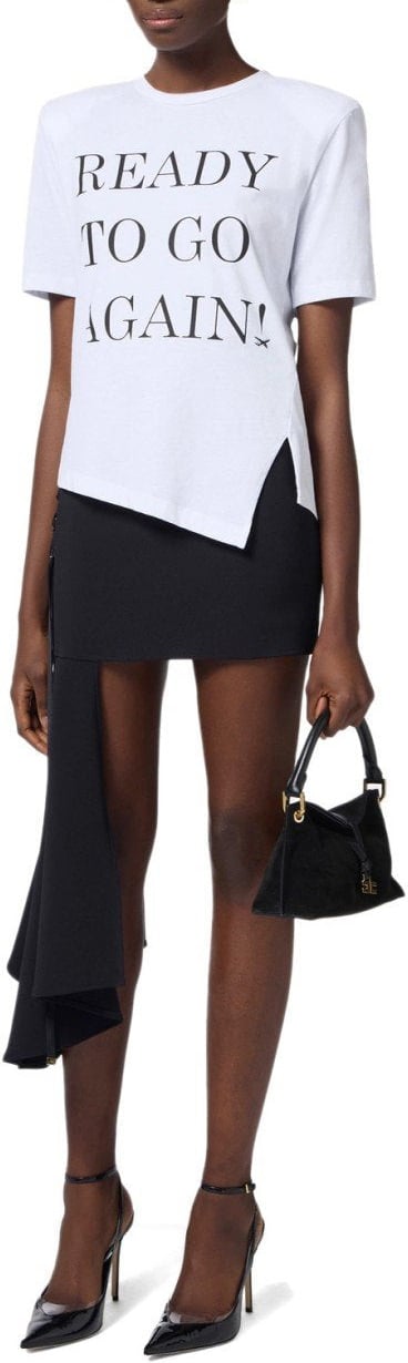 Elisabetta Franchi ELISABETTA FRANCHI GESSO ASYMMETRIC T-SHIRT Wit