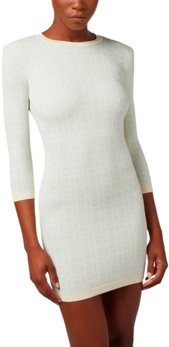 Elisabetta Franchi ELISABETTA FRANCHI BUTTER ACQUA MONOGRAM KNITTED DRESS Groen