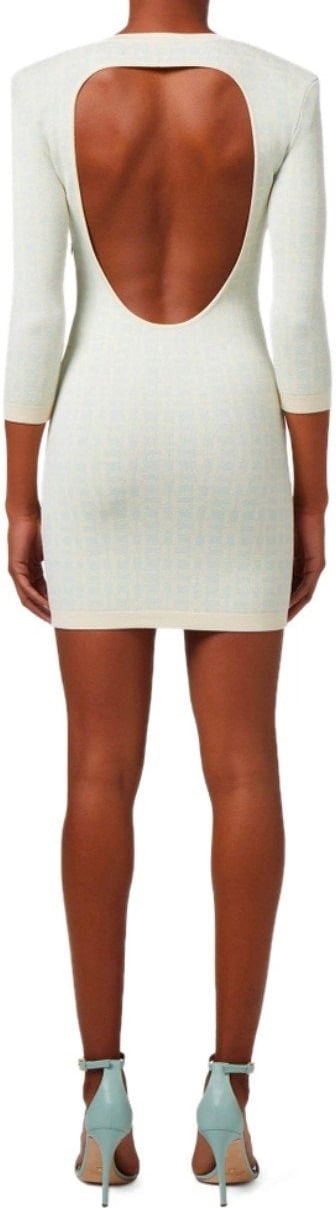 Elisabetta Franchi ELISABETTA FRANCHI BUTTER ACQUA MONOGRAM KNITTED DRESS Groen