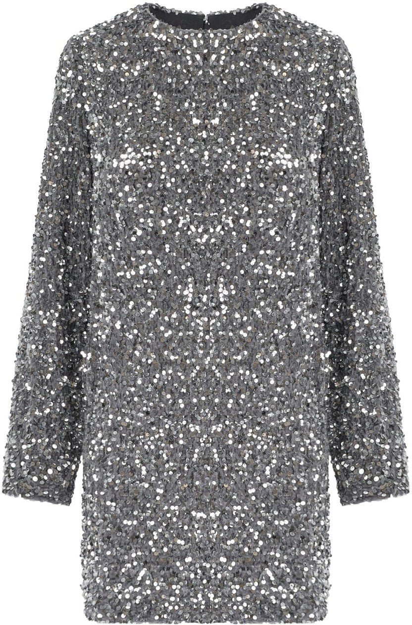 Elisabetta Franchi ELISABETTA FRANCHI STEEL MINI DRESS WITH SEQUINS Grijs