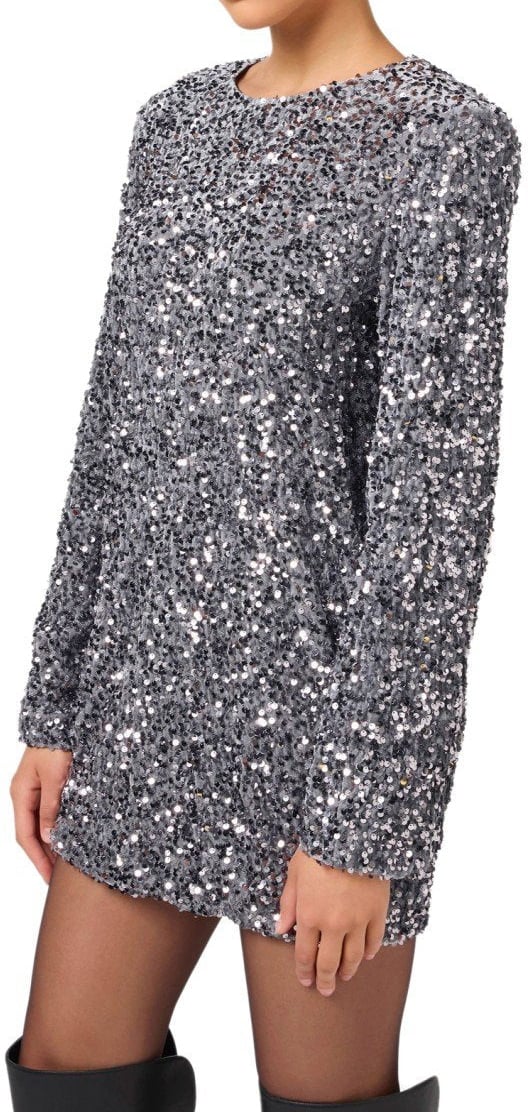 Elisabetta Franchi ELISABETTA FRANCHI STEEL MINI DRESS WITH SEQUINS Grijs