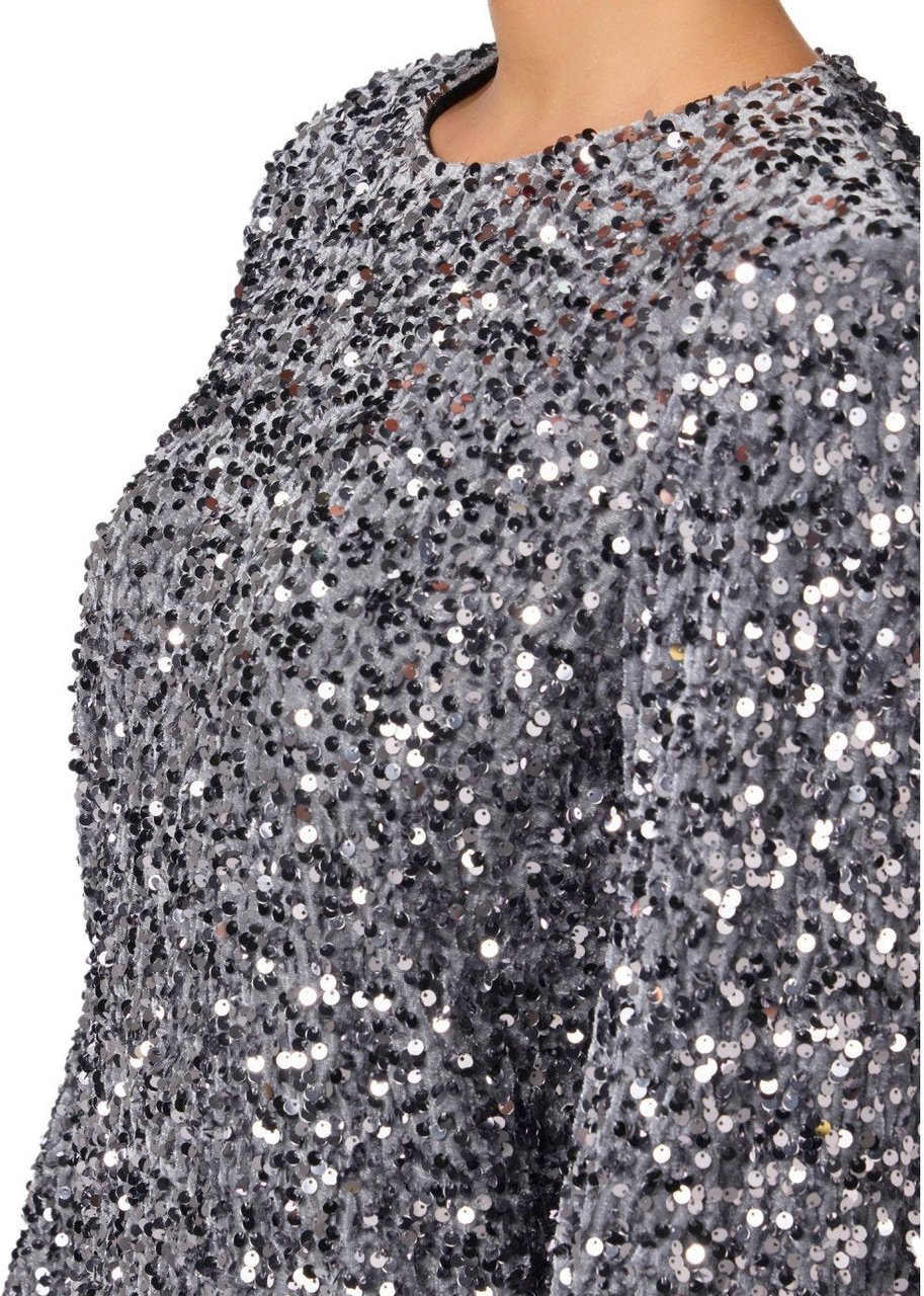 Elisabetta Franchi ELISABETTA FRANCHI STEEL MINI DRESS WITH SEQUINS Grijs