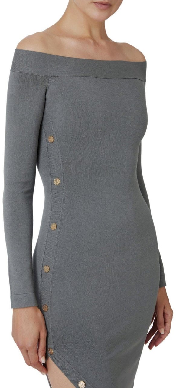 Elisabetta Franchi ELISABETTA FRANCHI STEEL KNITTED MIDI DRESS Grijs