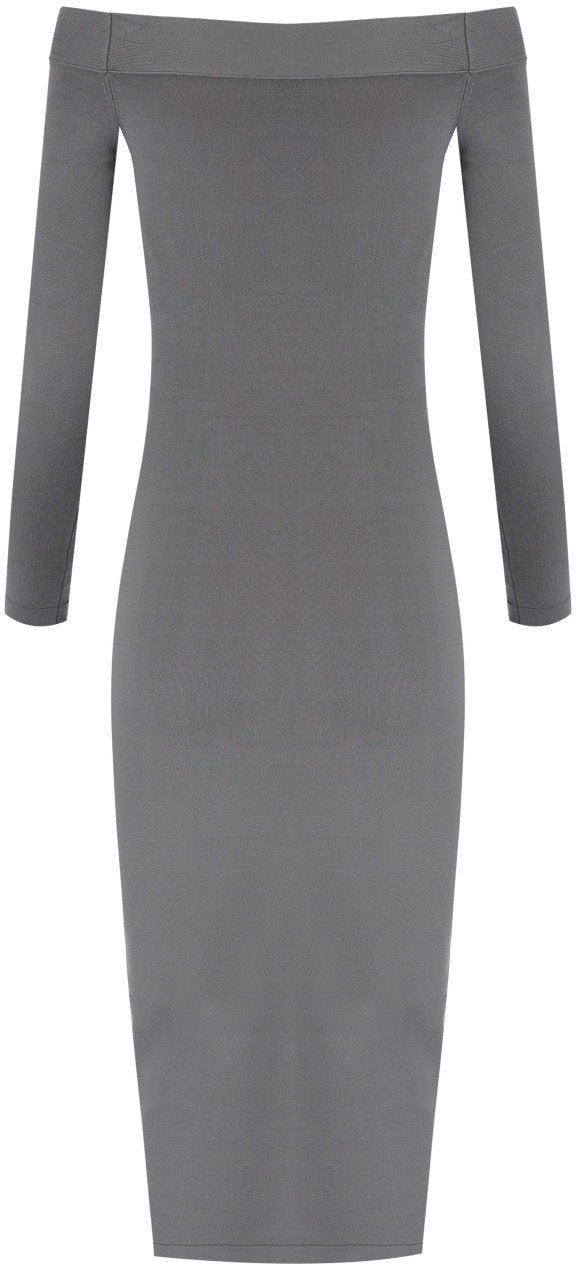 Elisabetta Franchi ELISABETTA FRANCHI STEEL KNITTED MIDI DRESS Grijs