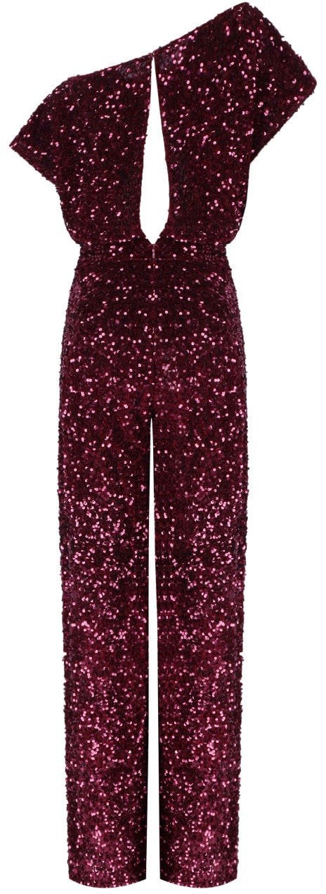 Elisabetta Franchi ELISABETTA FRANCHI ROUGE NOIR JUMPSUIT WITH SEQUINS Rood