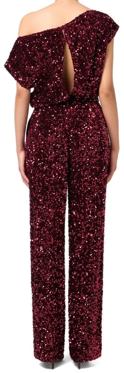 Elisabetta Franchi ELISABETTA FRANCHI ROUGE NOIR JUMPSUIT WITH SEQUINS Rood
