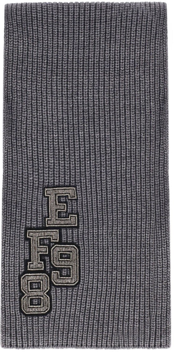 Elisabetta Franchi ELISABETTA FRANCHI STEEL MELANGE RIBBED SCARF Grijs