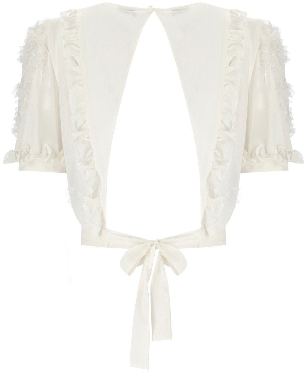 Elisabetta Franchi ELISABETTA FRANCHI IVORY RUFFLED TOP Wit