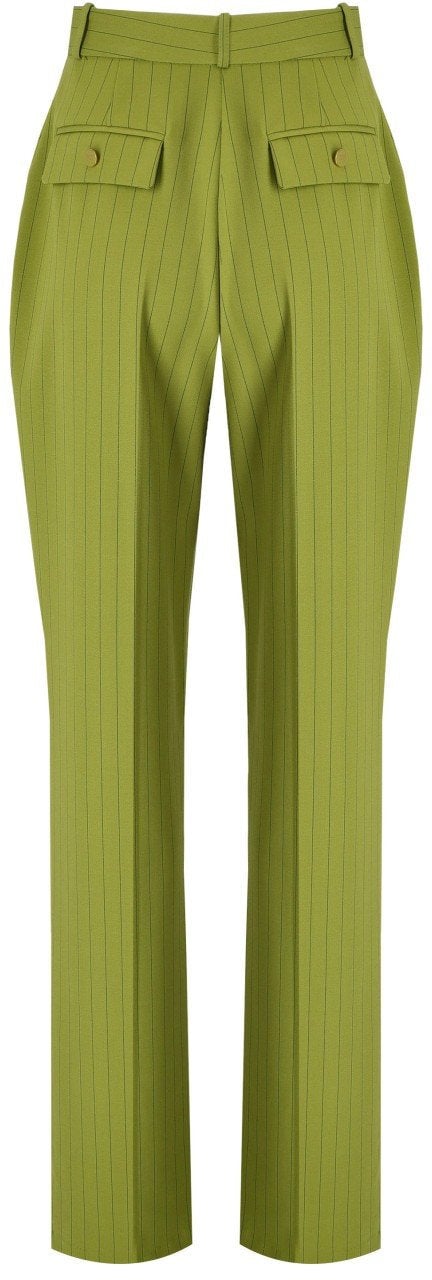 Elisabetta Franchi ELISABETTA FRANCHI OLIVE PINSTRIPE PANTS Groen