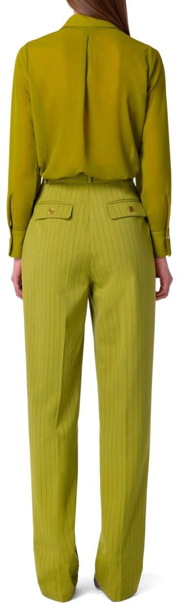 Elisabetta Franchi ELISABETTA FRANCHI OLIVE PINSTRIPE PANTS Groen
