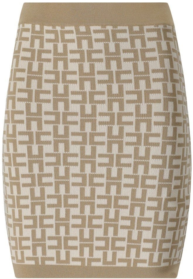 Elisabetta Franchi ELISABETTA FRANCHI MONOGRAM BUTTER KNITTED SKIRT Beige