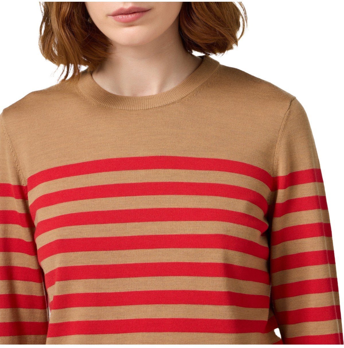 Elisabetta Franchi ELISABETTA FRANCHI CAMEL/RED PASSION STRIPED SWEATER Rood